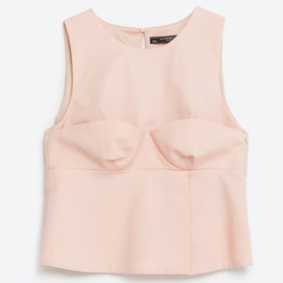ZARA Pink Peplum Bustier Tank Crop Top sz XS [B3] - Picture 2 of 8